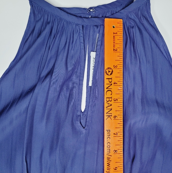 Ramy Brook Anna Dress Navy Blue Large Halter Neckline Smocked Waist Lace Accents - Picture 4 of 9